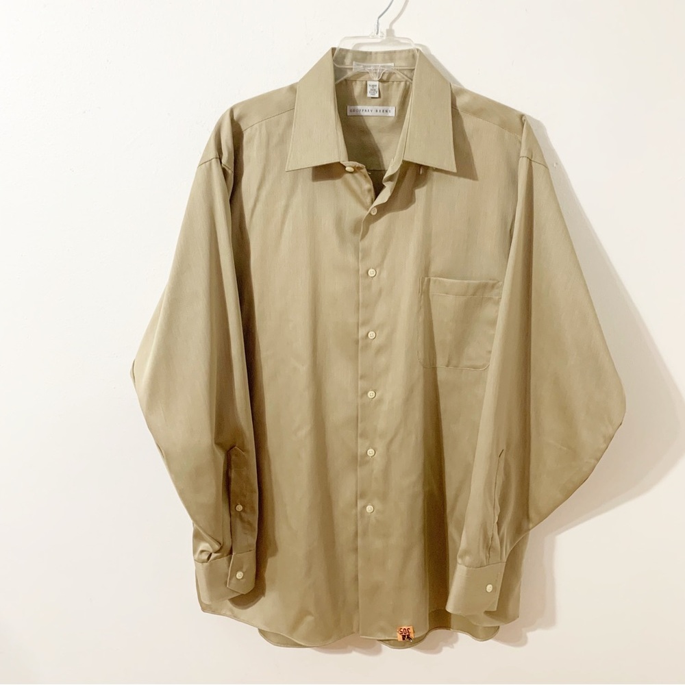 Geoffrey Beene Button Front Point Collar Dress Shirt Button Cuffs Shirt Tail Hem